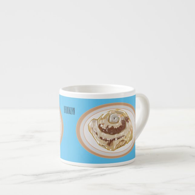 Cinnamon roll cartoon illustration  espresso cup (Front Right)