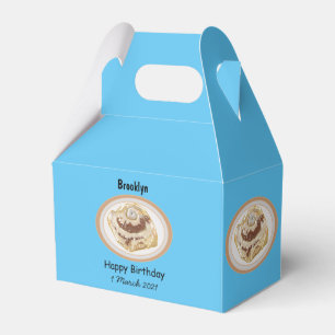 Cinnamon roll cartoon illustration favour box