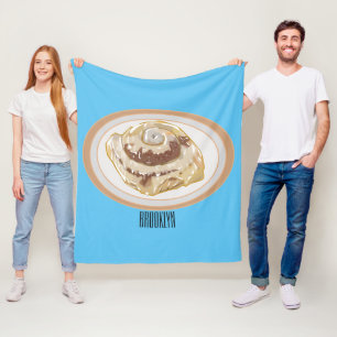 Cinnamon roll cartoon illustration  fleece blanket