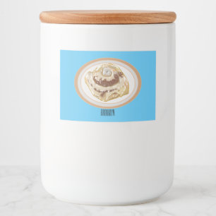 Cinnamon roll cartoon illustration food label