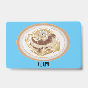 Cinnamon roll cartoon illustration  ID badge