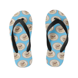 Cinnamon roll cartoon illustration kid's thongs