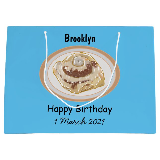 Cinnamon roll cartoon illustration large gift bag (Front)