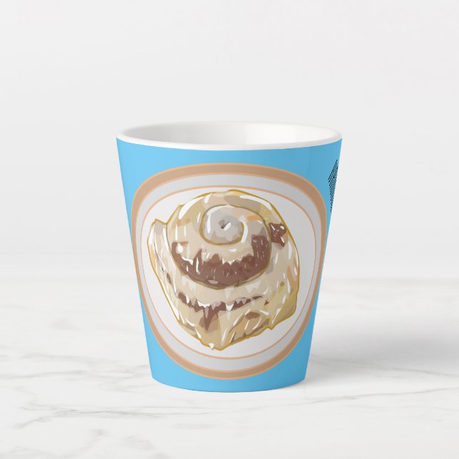 Cinnamon roll cartoon illustration latte mug (Front)