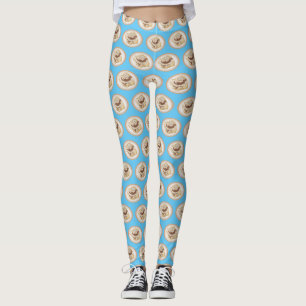 Cinnamon roll cartoon illustration leggings