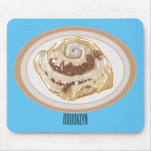 Cinnamon roll cartoon illustration  mouse pad