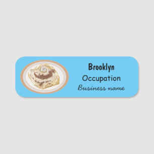 Cinnamon roll cartoon illustration name tag