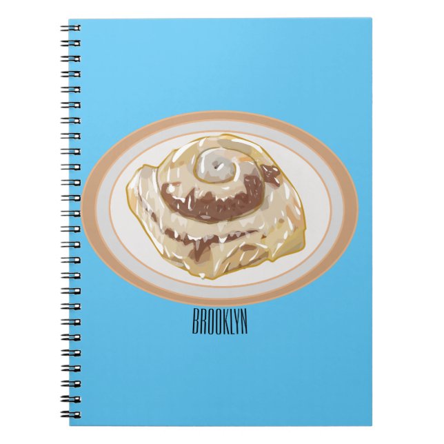 Cinnamon roll cartoon illustration  notebook (Front)