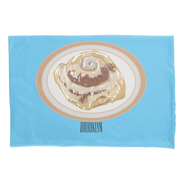 Cinnamon roll cartoon illustration pillowcase (Front)