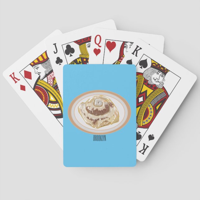 Cinnamon roll cartoon illustration playing cards (Back)