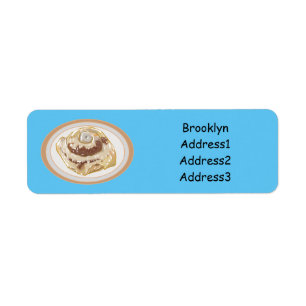 Cinnamon roll cartoon illustration return address label
