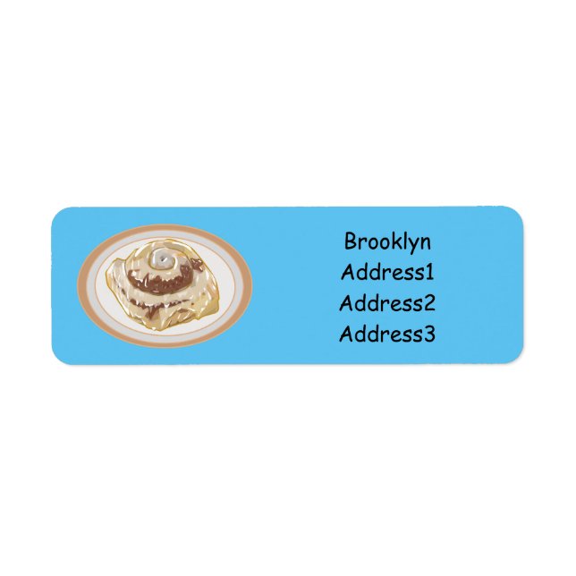 Cinnamon roll cartoon illustration return address label (Front)