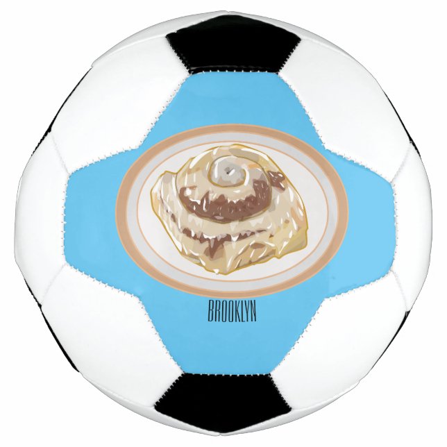 Cinnamon roll cartoon illustration soccer ball (Front)
