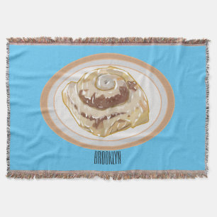 Cinnamon roll cartoon illustration  throw blanket