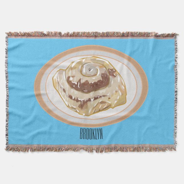 Cinnamon roll cartoon illustration  throw blanket (Front)