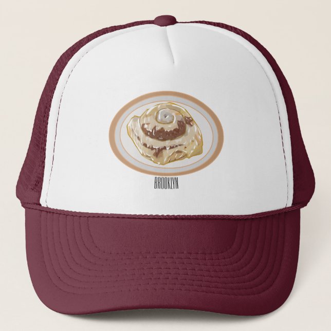 Cinnamon roll cartoon illustration   trucker hat (Front)
