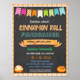 Cinnamon Roll Fundraiser school event template  Poster