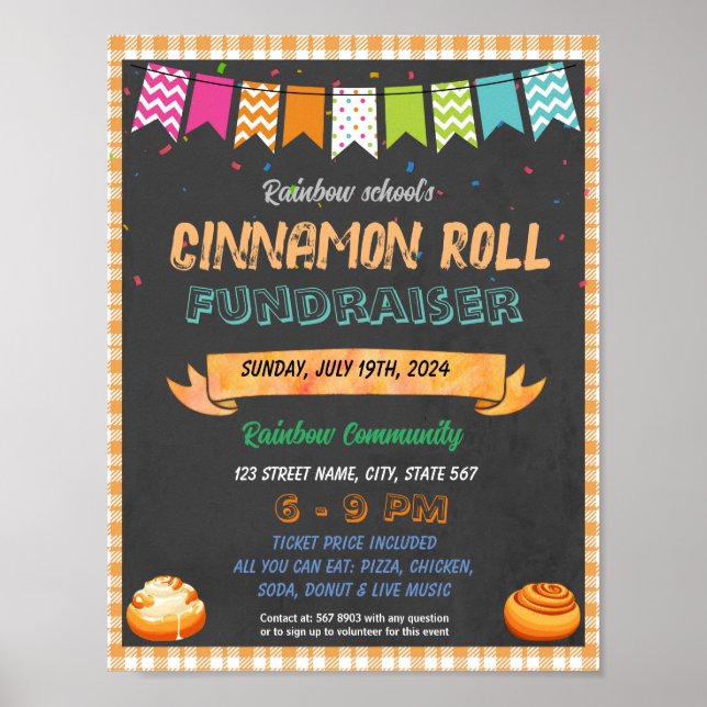 Cinnamon Roll Fundraiser school event template  Poster (Front)