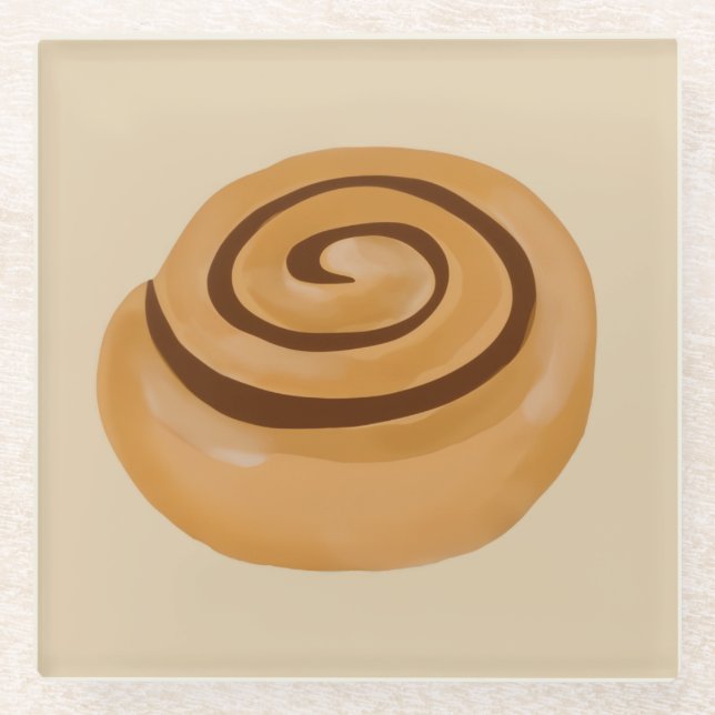 Cinnamon Roll  Glass Coaster (Front)
