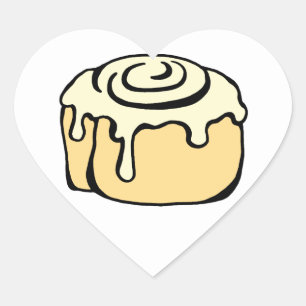 Cinnamon Roll Honey Bun Cartoon Design Heart Sticker