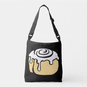 Cinnamon Roll Honey Bun Cute Cartoon Design Black Crossbody Bag