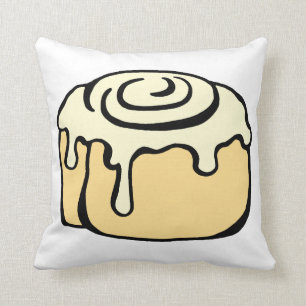 Cinnamon Roll Honey Bun Cute Cartoon Design White Cushion