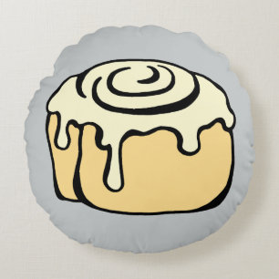 Cinnamon Roll Honey Bun Cute Funny Cartoon Grey Round Cushion