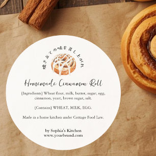 Cinnamon Roll Watercolor Bakery Ingredient Product Classic Round Sticker