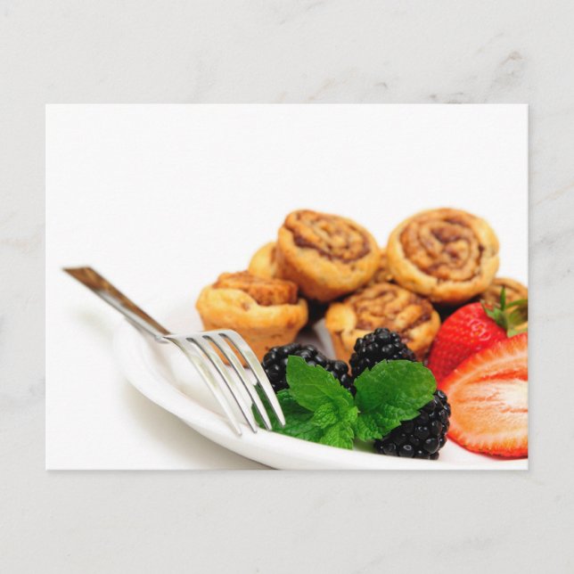 Cinnamon Rolls and Berries Postcard (Front)