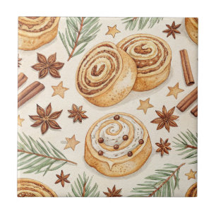Cinnamon Rolls and Spices - Holiday Baking Ceramic Tile