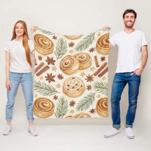 Cinnamon Rolls and Spices - Holiday Baking Fleece Blanket