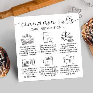 Cinnamon Rolls Instructions Minimal Cake Bakery Square Business Card