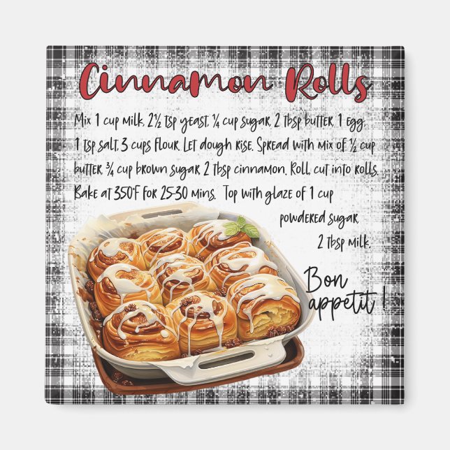 Cinnamon Rolls recipe Magnet (Front)