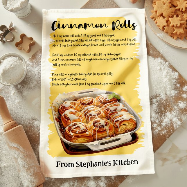 Cinnamon Rolls Recipe Personalised Tea Towel (Creator Uploaded)