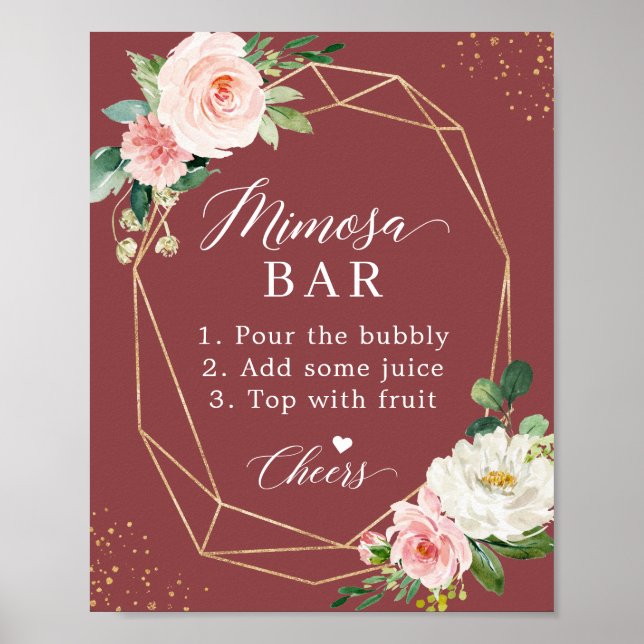 Cinnamon Rose Blush Bridal Shower Mimosa Bar Sign (Front)