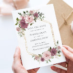 Cinnamon Rose Blush Floral Greenery Boho Wedding Save The Date<br><div class="desc">This elegant boho wedding save the date features soft and delicate charm of subtle cinnamon rose and blush pink flowers, adorned by lush greenery. Personalise it with your details easily and quickly, simply press the customise it button to further re-arrange and format the style and placement of the text. (c)...</div>