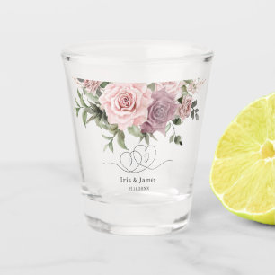 Cinnamon Rose Blush Floral Wedding Favour Shot Glass