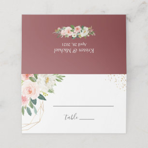 Cinnamon Rose Blush Pink Floral Wedding Place Card