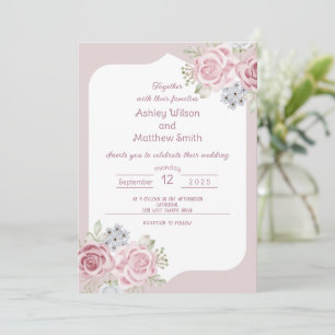 Cinnamon Rose floral wedding invitation
