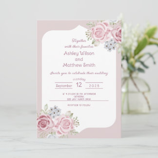 Cinnamon Rose floral wedding invitation