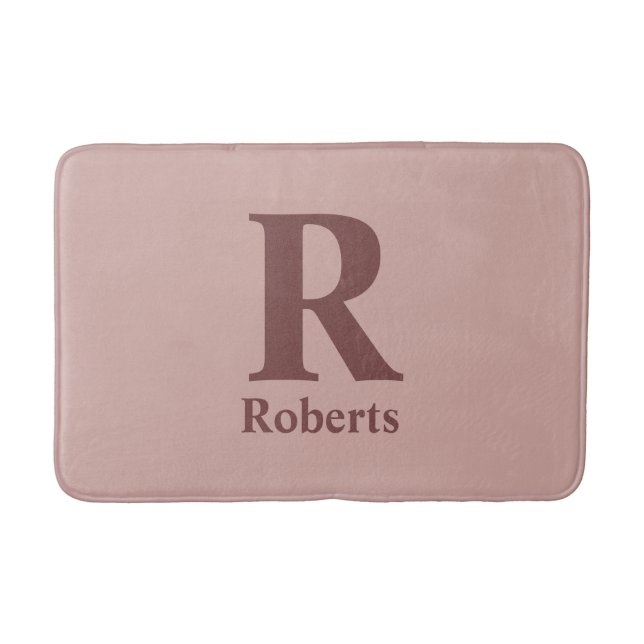 Cinnamon Rose Initial/First/Family Name Bath Mat (Front)