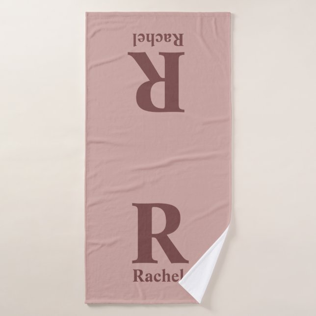 Cinnamon Rose Initial/First/Family Name Bath Towel (Bath Towel)