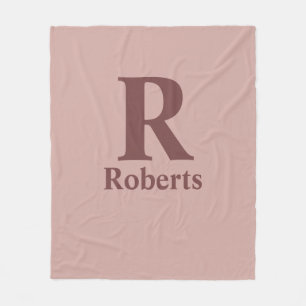 Cinnamon Rose Initial/First/Family Name Fleece Blanket