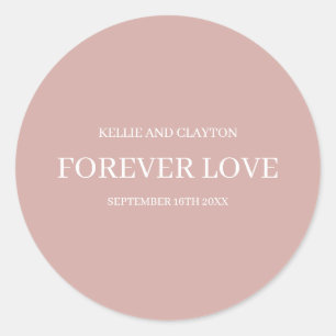 Cinnamon Rose Modern Minimalist Wedding Classic Round Sticker