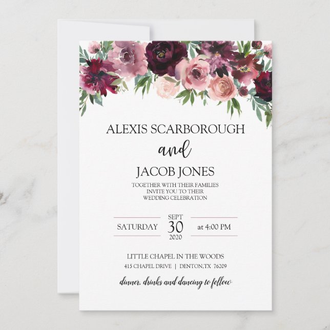 Cinnamon Rose Wedding Invitation (Front)