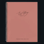 Cinnamon Rose Wedding Plans Notebook<br><div class="desc">Cinnamon rose wedding plans notebook. Modern calligraphy highlights the front,  background colour covers both sides with a tiny heart on the back. Keep notes and special memories together in one beautiful place.</div>