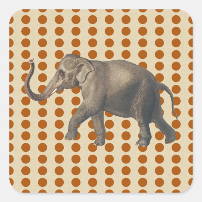Cinnamon Spice Moods Dots with Elephant Square Sticker (Front)
