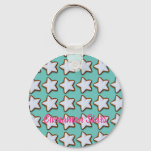 Cinnamon Star Cookies Pattern Christmas and Xmas Key Ring