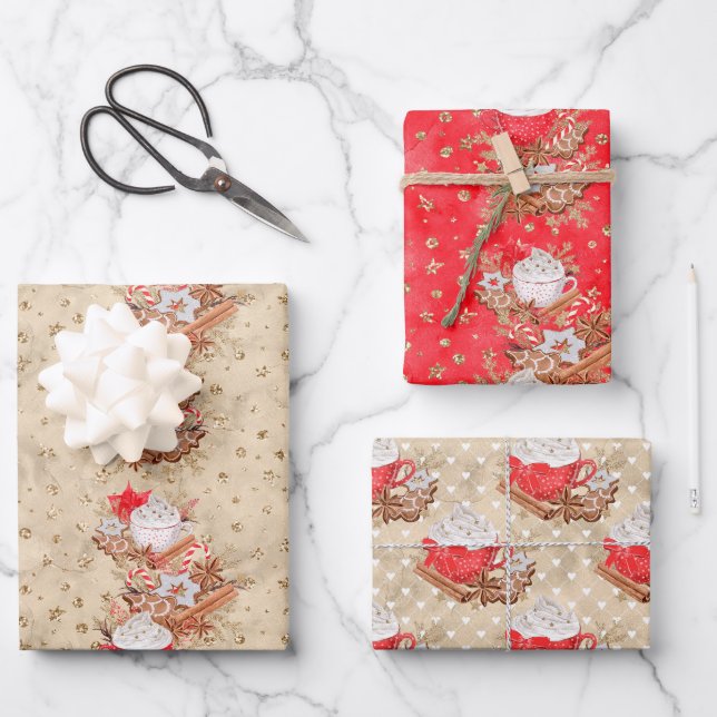 Cinnamon Sticks and Latte Wrapping Paper (Front)