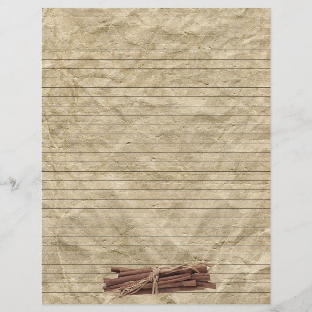 Cinnamon Sticks Crumpled Paper Lined Recipe Pages (Front)